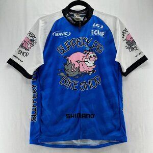 Louis Garneau Cycling Shirt Mens Size S Slippery Pig Bike Shop Graphic Blue